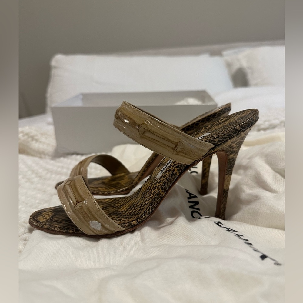 Manolo Blahnik Python Snakeskin Bamboo Heels Size… - image 7